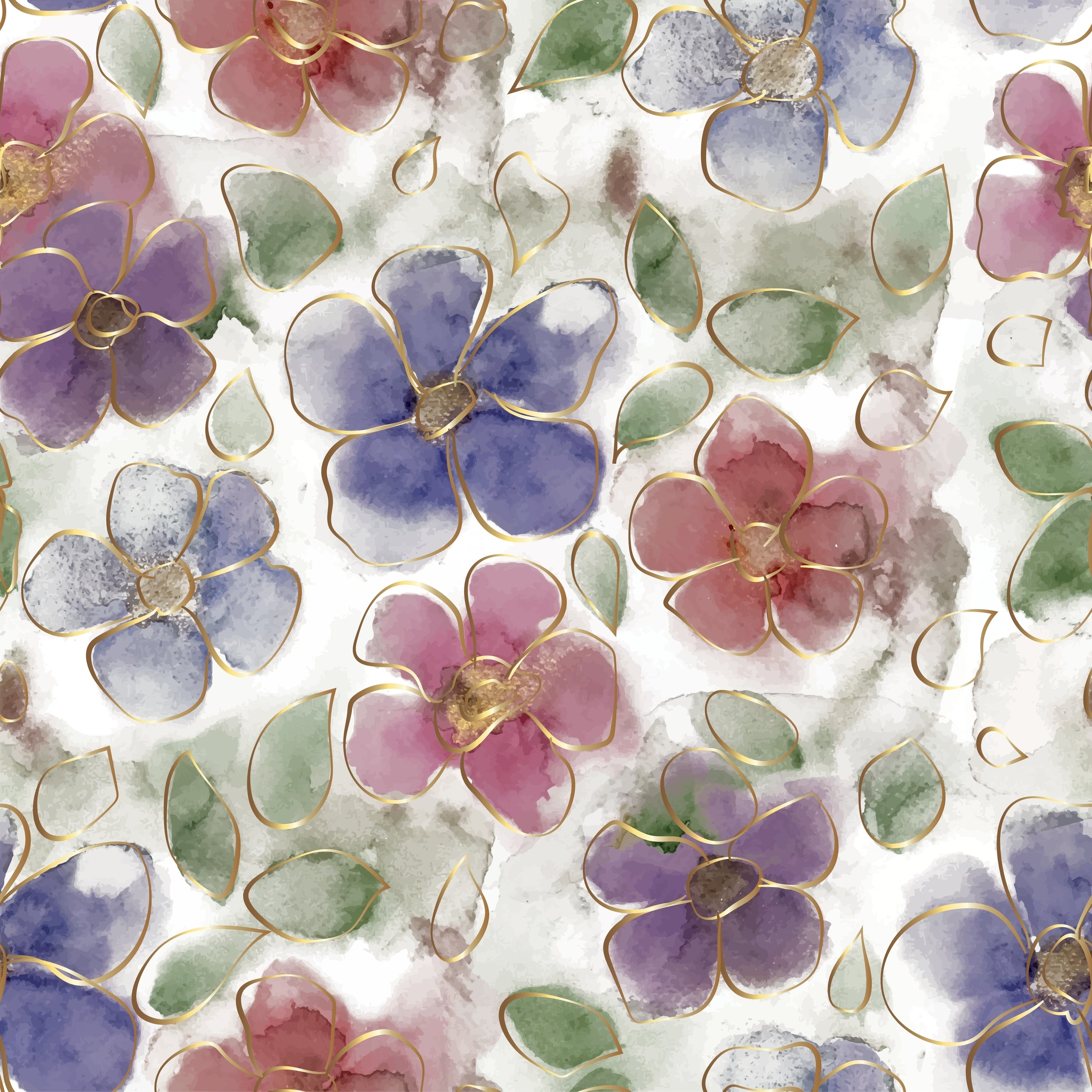 Floral Elegance -Modern Botanical Watercolor Wallpaper