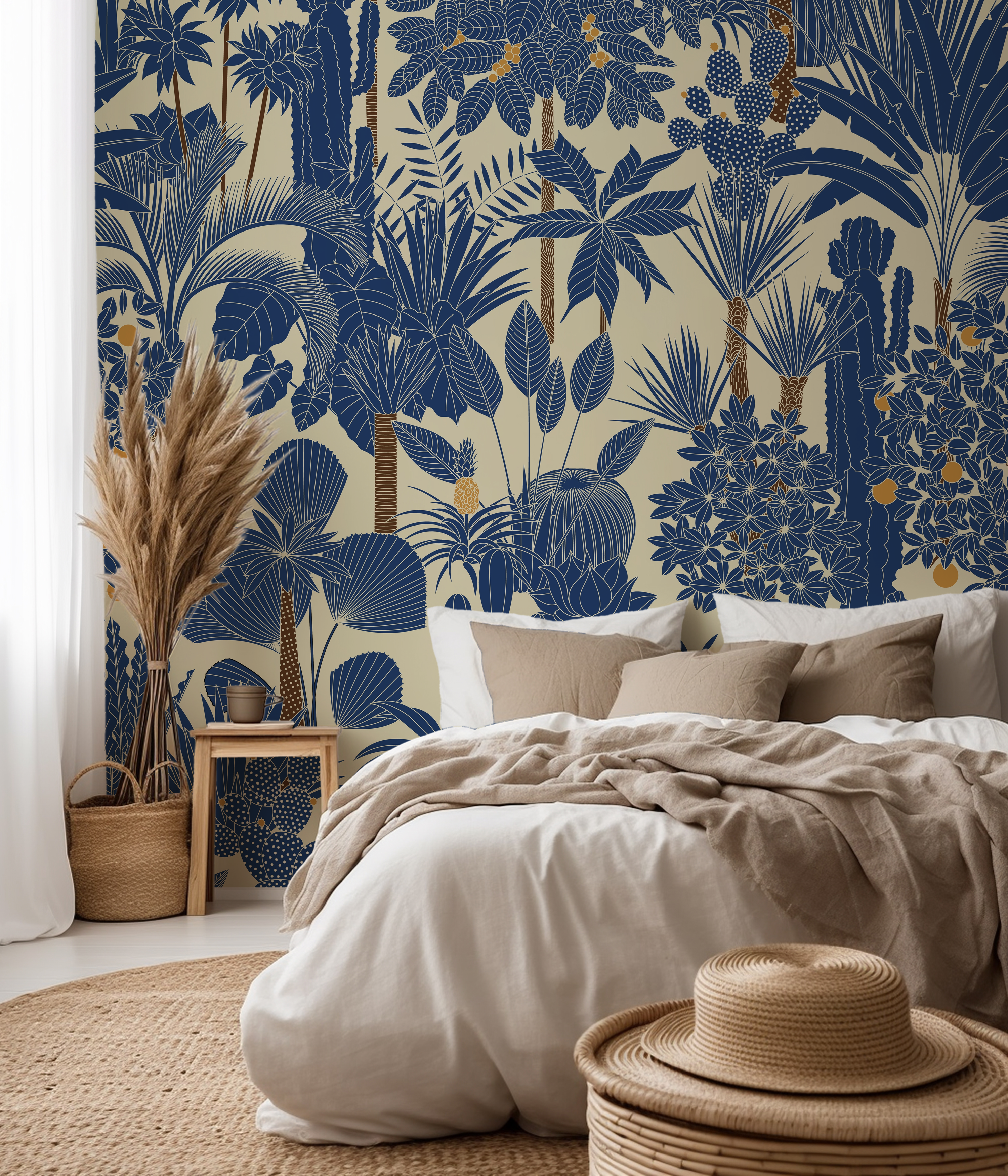 Blue Tropical Bliss -Palm Tree Wallpaper