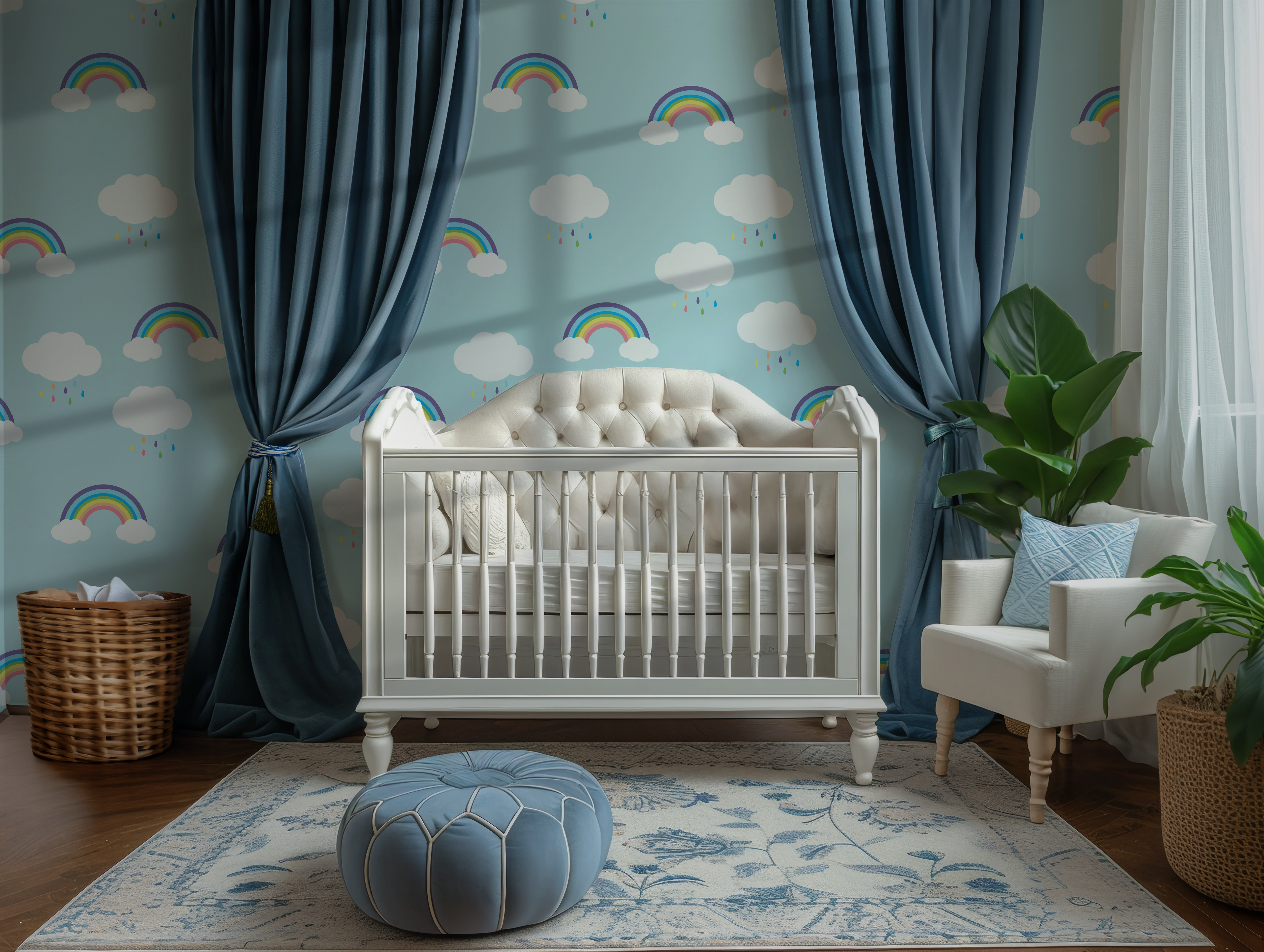 Rainbow Raindrops Blue Sky Wallpaper