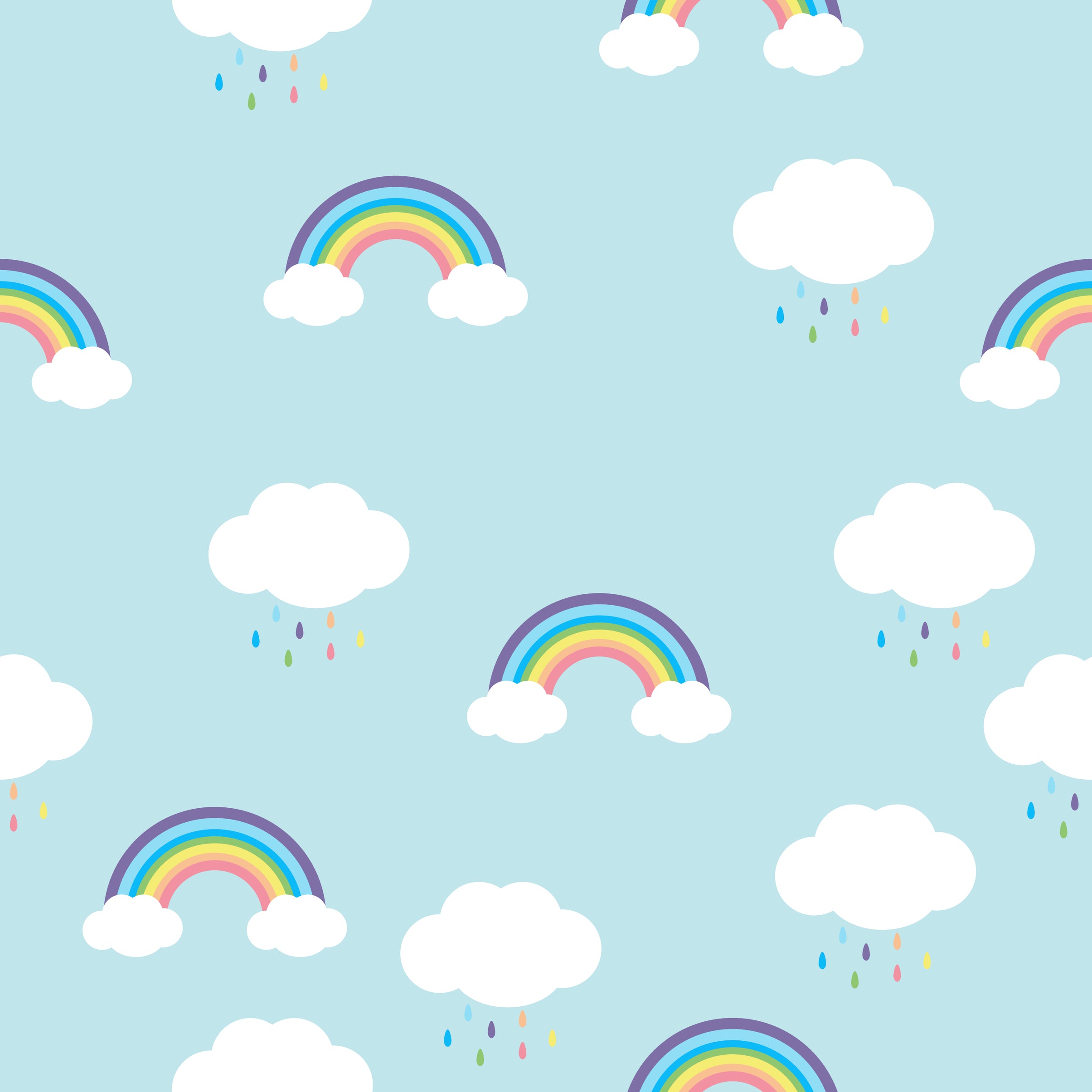 Rainbow Raindrops Blue Sky Wallpaper