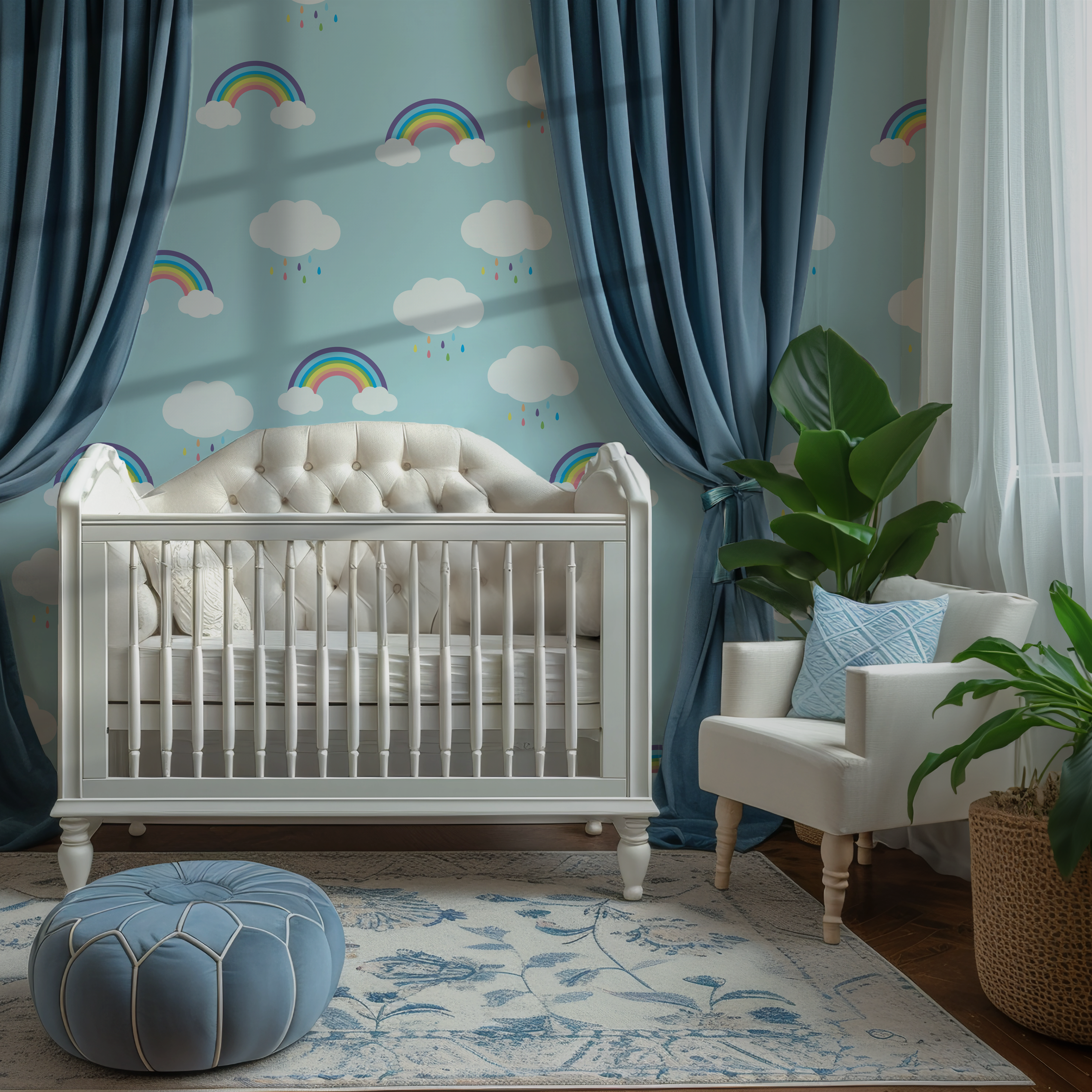 Rainbow Raindrops Blue Sky Wallpaper