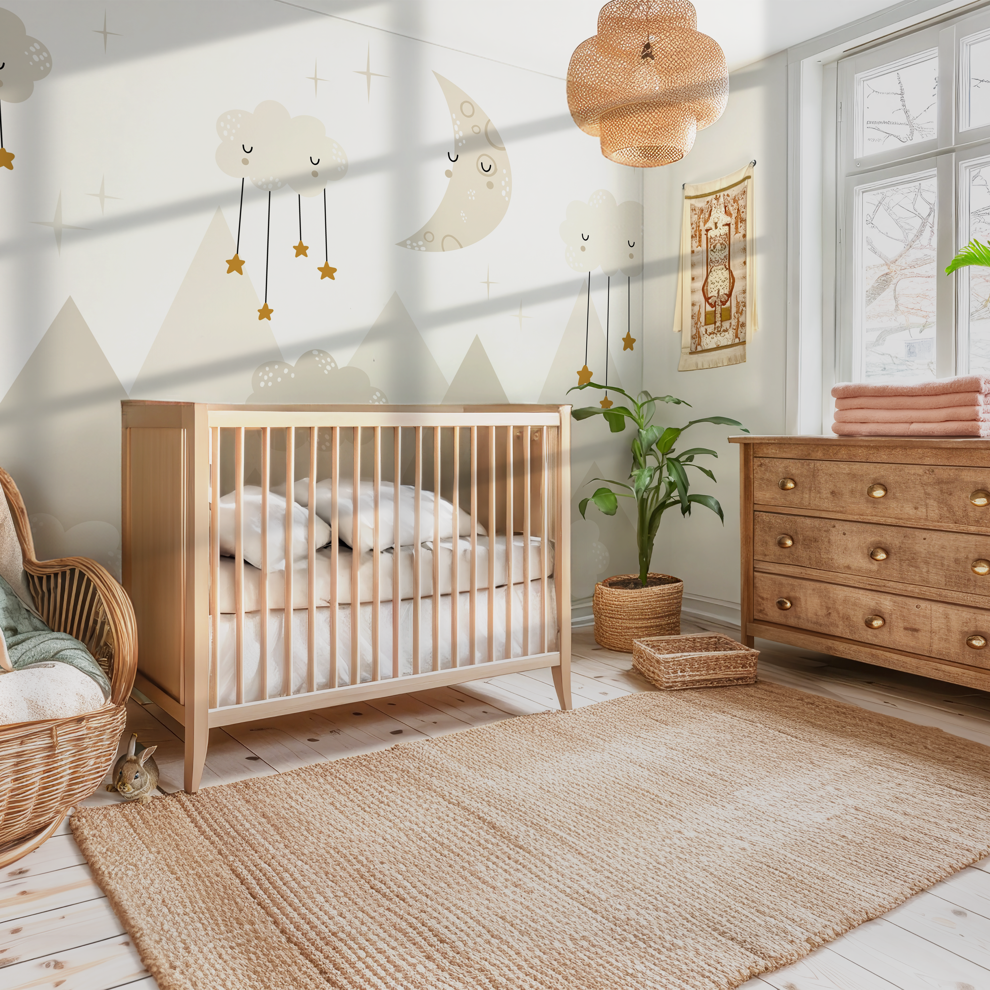 Mountain Moonlight Kids Landscape Wallpaper