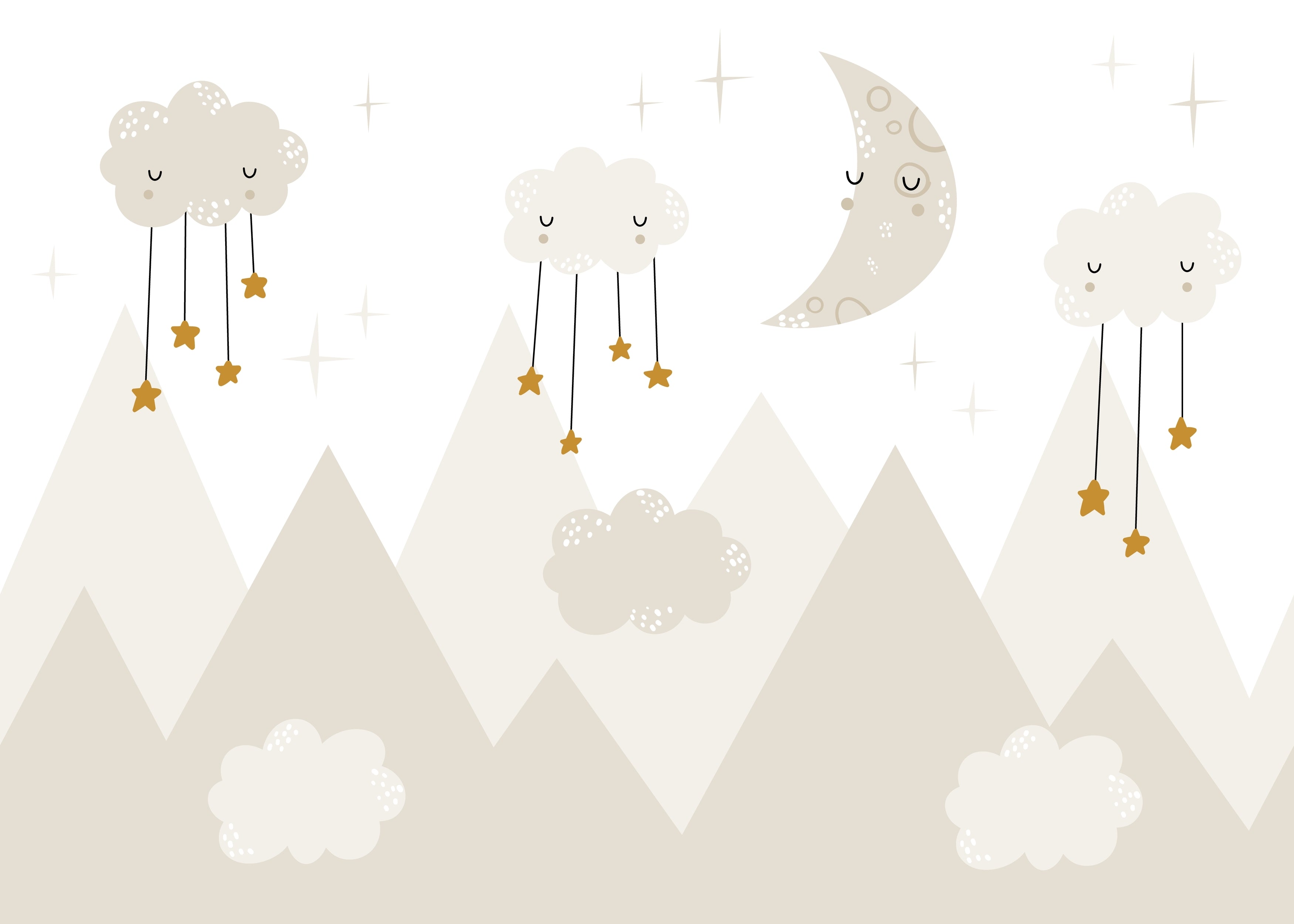 Mountain Moonlight Kids Landscape Wallpaper