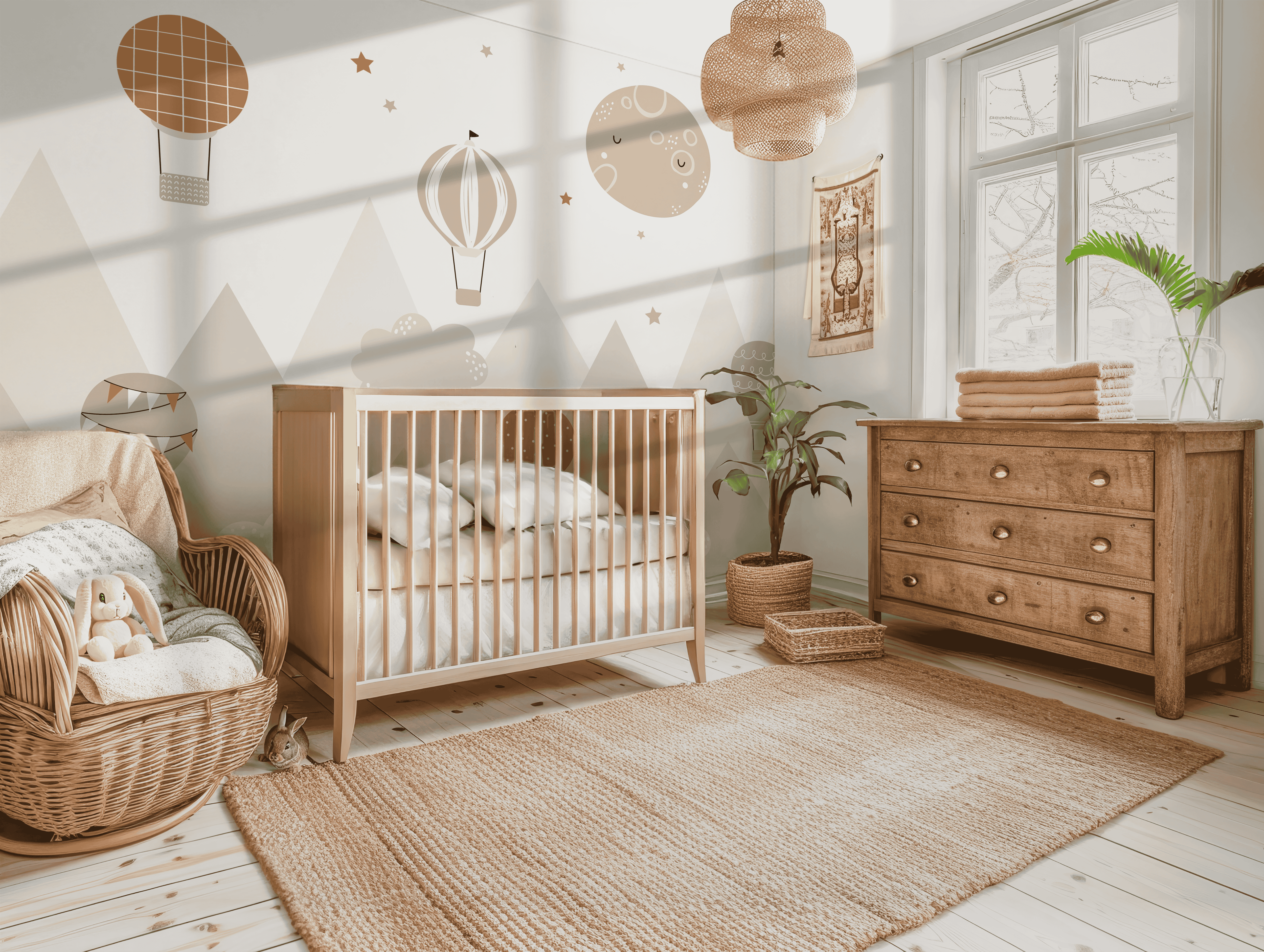 Scandi Mountain Dreams Doodle Kids Wallpaper