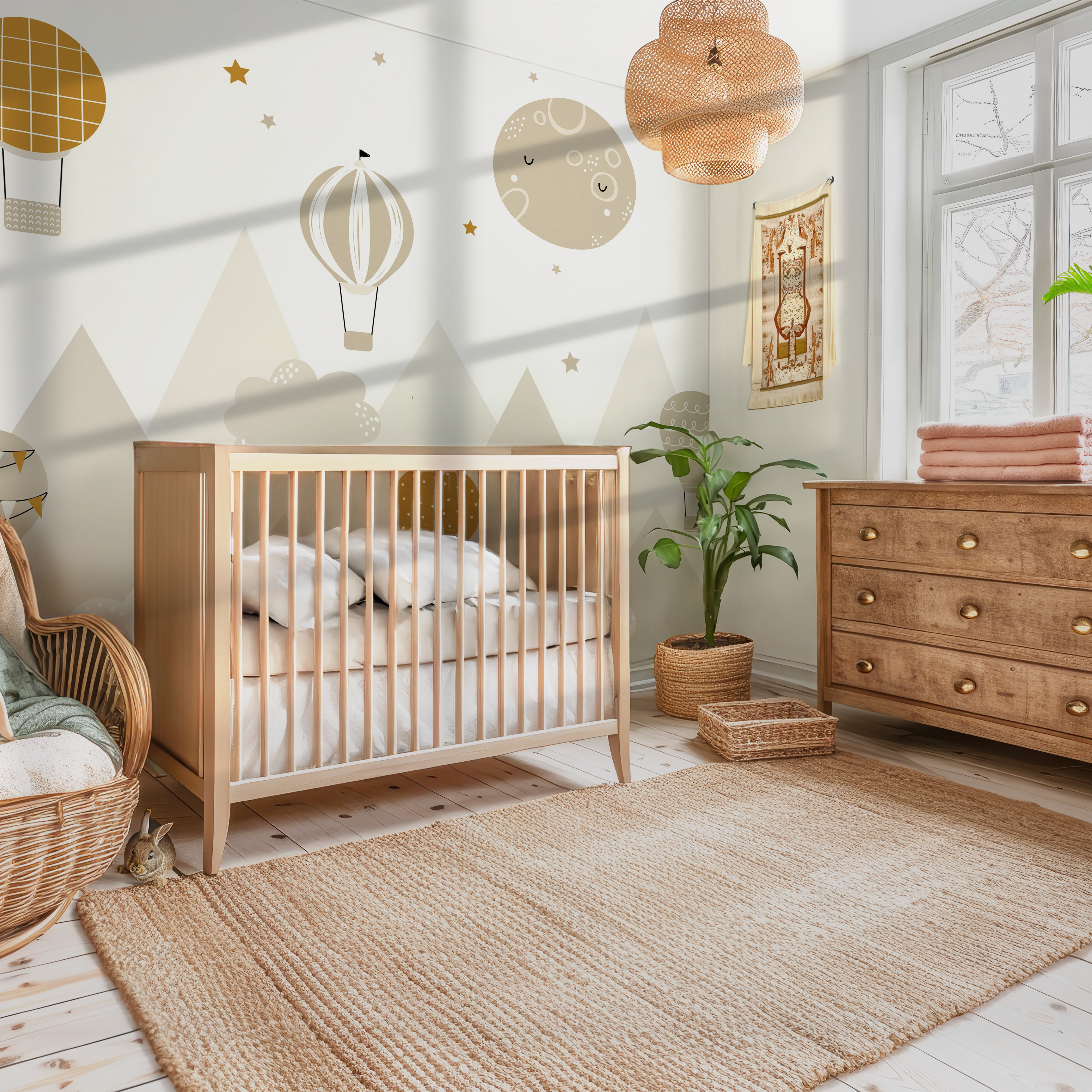 Scandi Mountain Dreams Doodle Kids Wallpaper