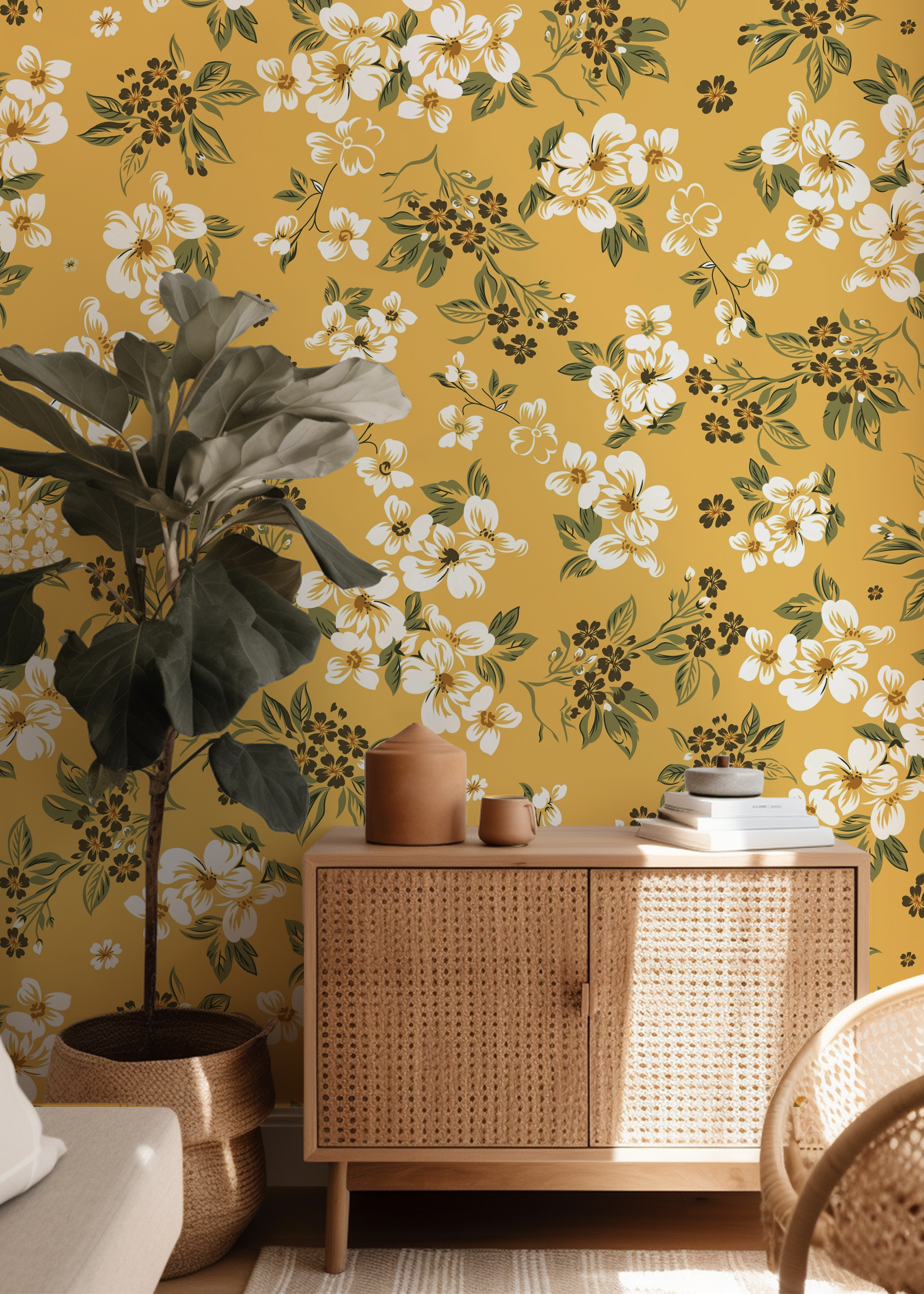 Mustered Floral Elegance