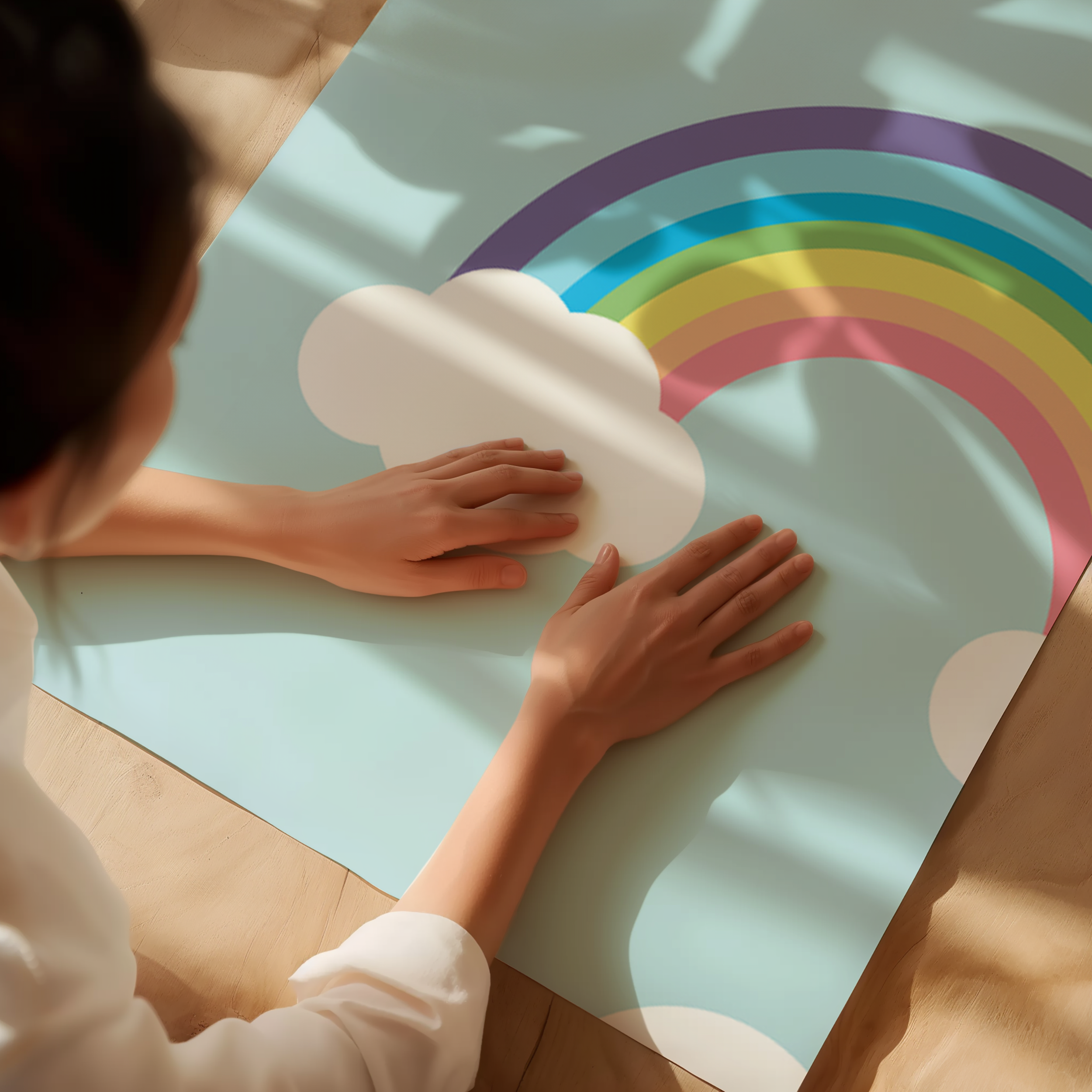 Rainbow Raindrops Blue Sky Wallpaper