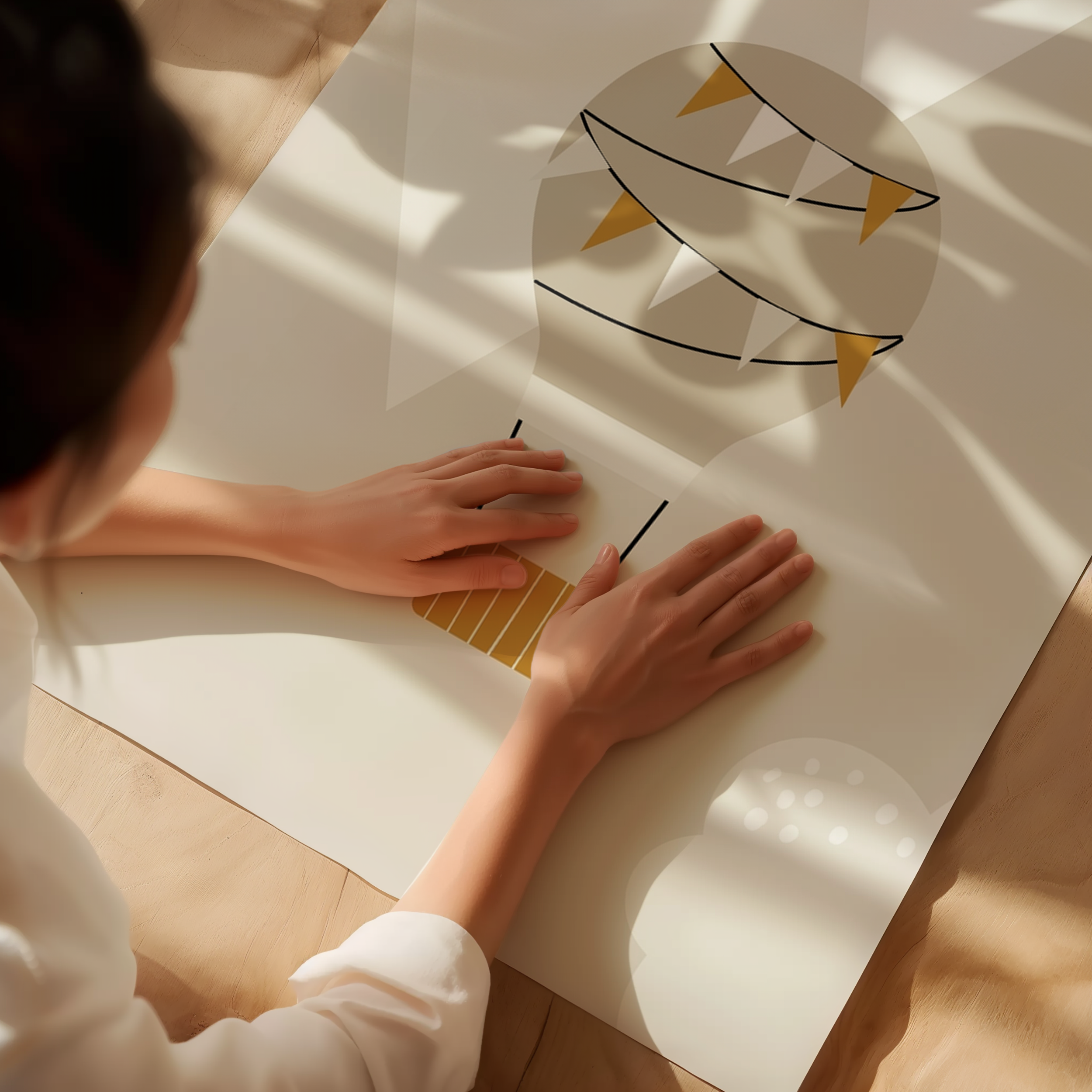 Scandi Mountain Dreams Doodle Kids Wallpaper