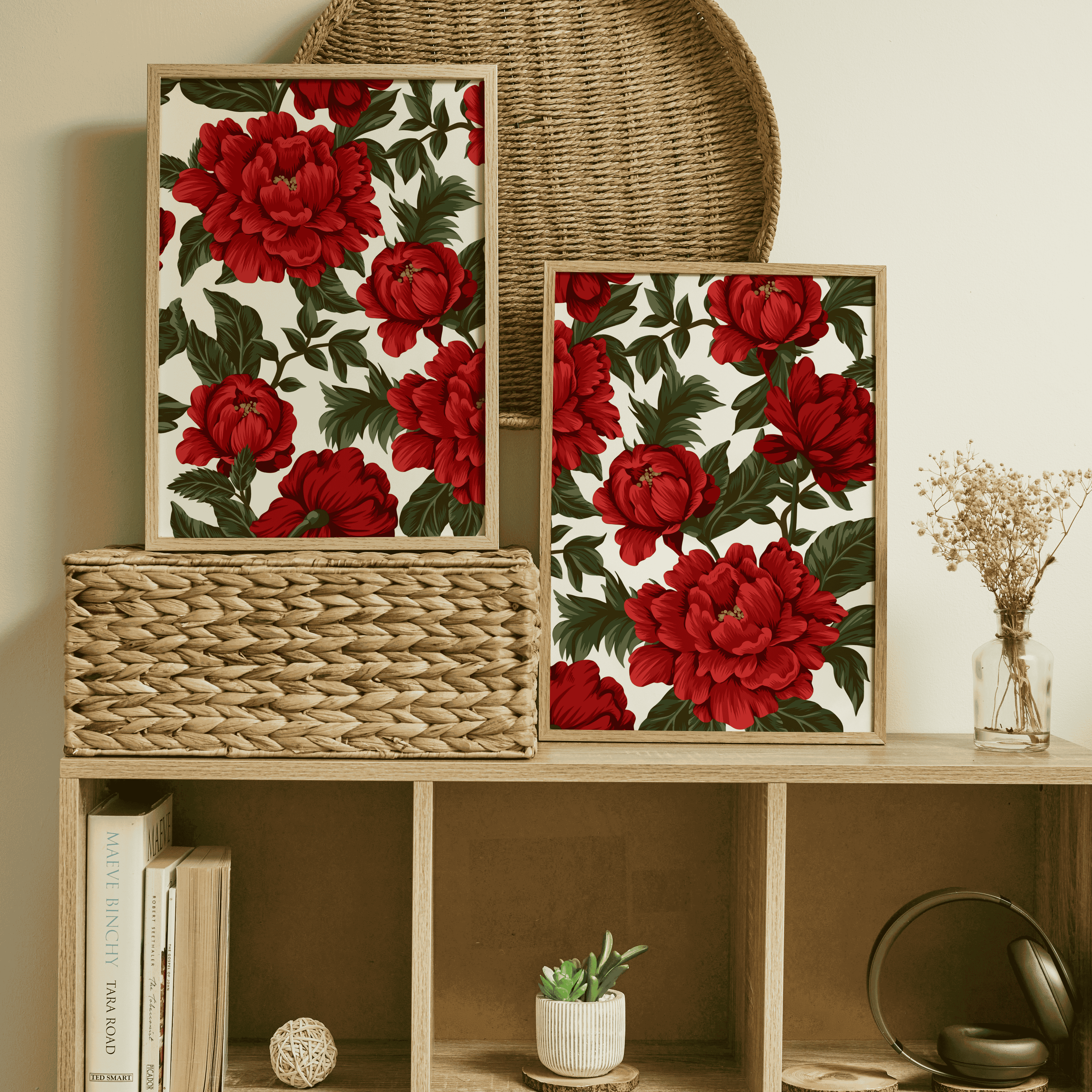 Crimson Petal Elegance- Set of 2