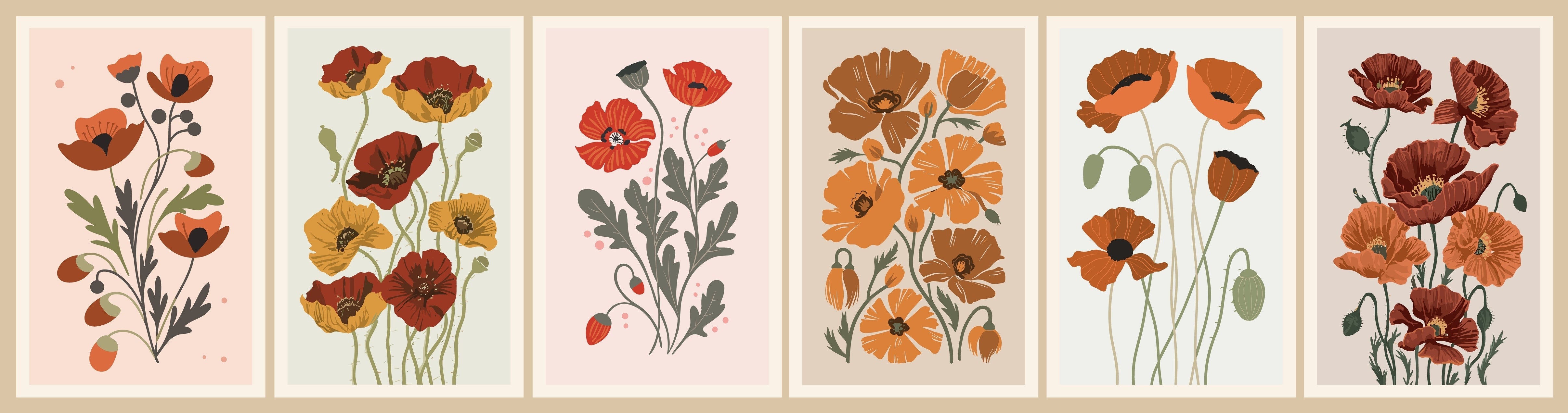 August Blooms- Set of 6
